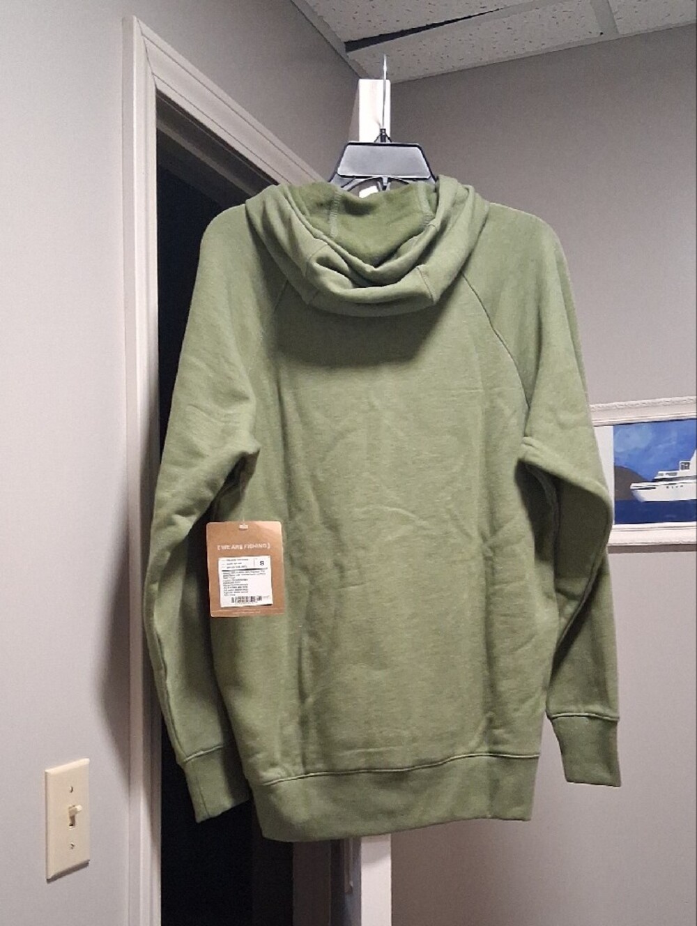 Grundens Men's Olive Green Pullover Hoodie with Front Pocket - Picture 5 of 10